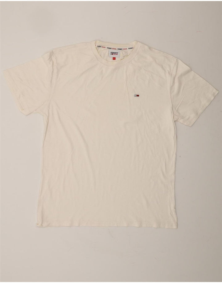 TOMMY HILFIGER Mens T-Shirt Top XL White Cotton Vintage Tommy Hilfiger and Second-Hand Tommy Hilfiger from Messina Hembry 