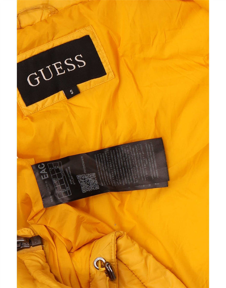 Guess Mens Hooded Padded Jacket UK 36 Small Yellow Nylon