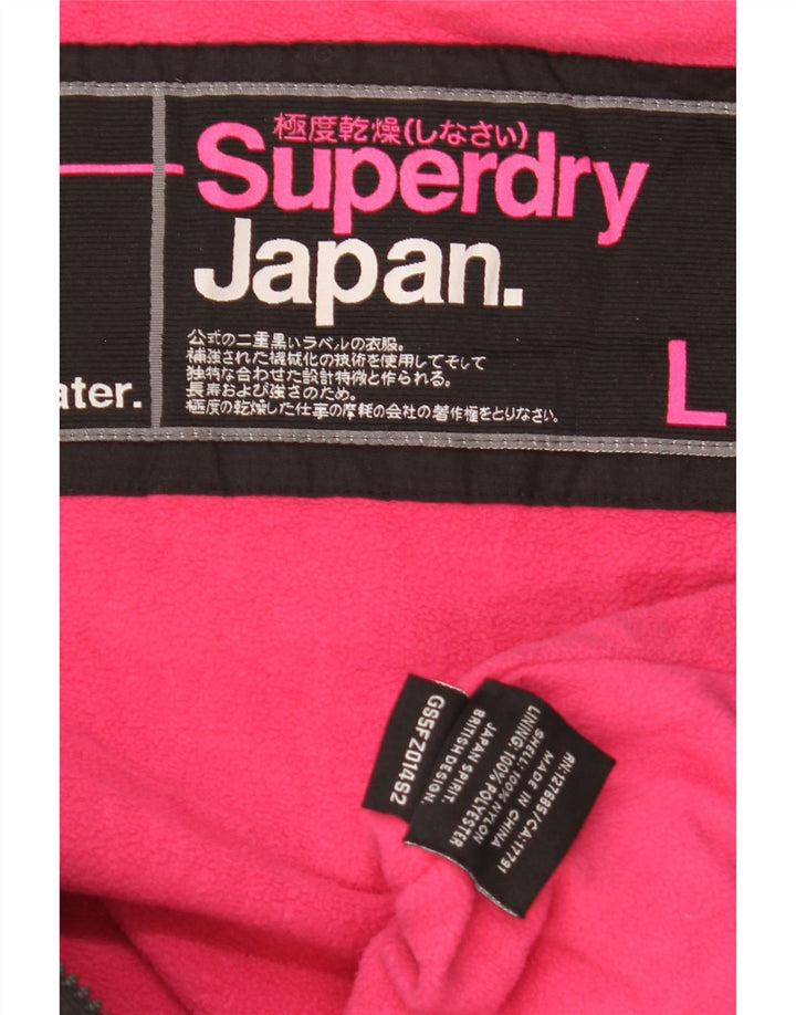 Superdry Womens Hooded Windbreaker Jacket UK 16 Large Black Nylon