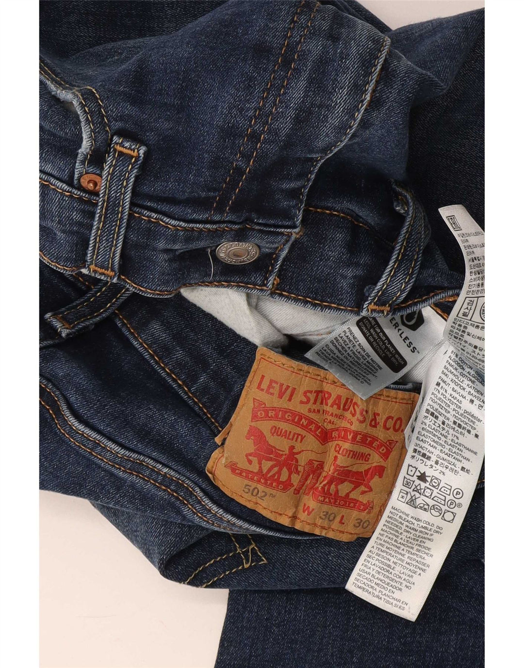 Levi's Mens 502 Tapered Jeans W30 L30 Blue Cotton