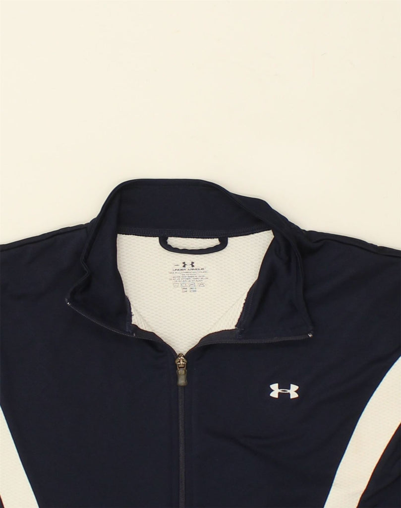 UNDER ARMOUR Mens Tracksuit Top Jacket Medium Navy Blue Polyester | Vintage Under Armour | Thrift | Second-Hand Under Armour | Used Clothing | Messina Hembry 