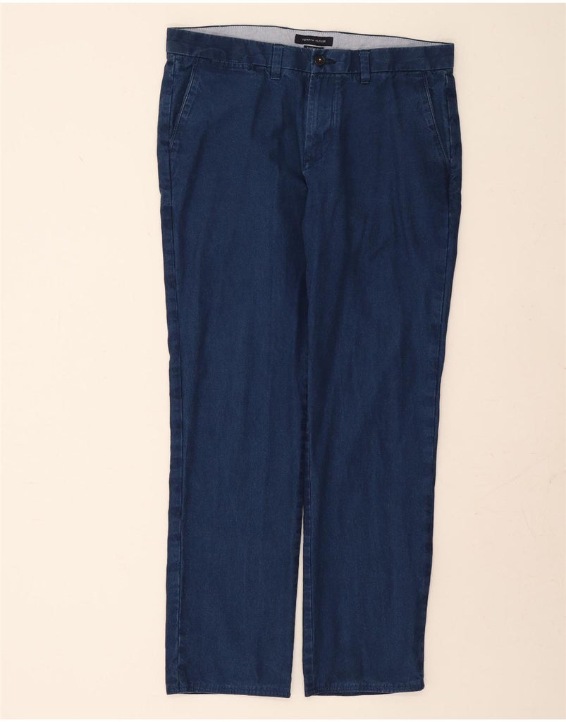 TOMMY HILFIGER Mens Custom Fit Straight Chino Trousers W34 L34 Blue Cotton Vintage Tommy Hilfiger and Second-Hand Tommy Hilfiger from Messina Hembry 