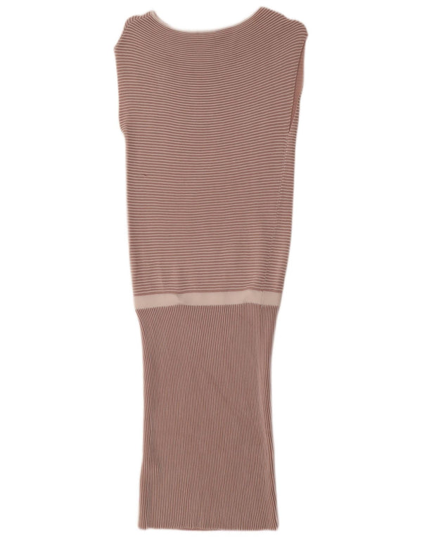Reiss Womens Sleeveless Jumper Dress UK 8 Small Pink Striped Viscose