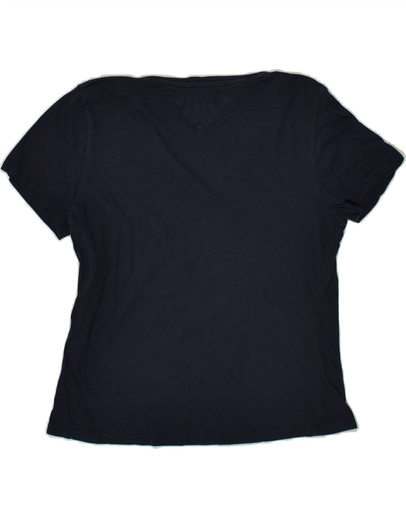 TOMMY HILFIGER Womens T-Shirt Top UK 12 Medium Navy Blue | Vintage Tommy Hilfiger | Thrift | Second-Hand Tommy Hilfiger | Used Clothing | Messina Hembry 