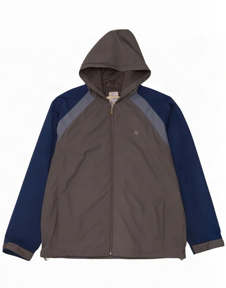 Fat Face Mens Hooded Rain Jacket UK 42 XL Grey Colourblock Polyester