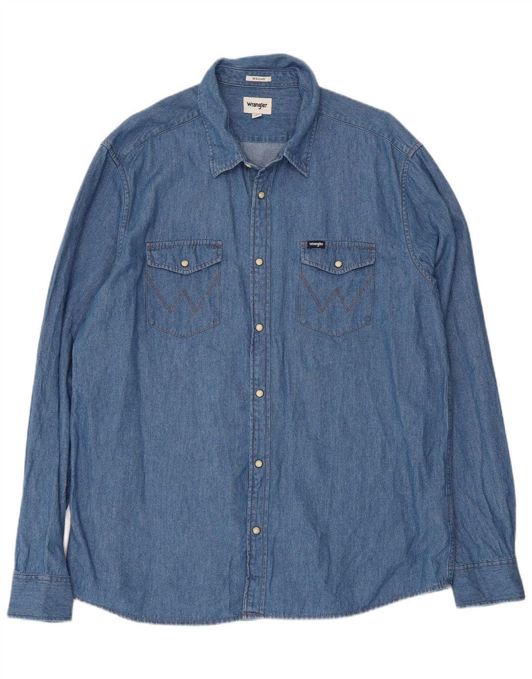 Wrangler Mens Western Regular Fit Denim Shirt XL Blue Cotton