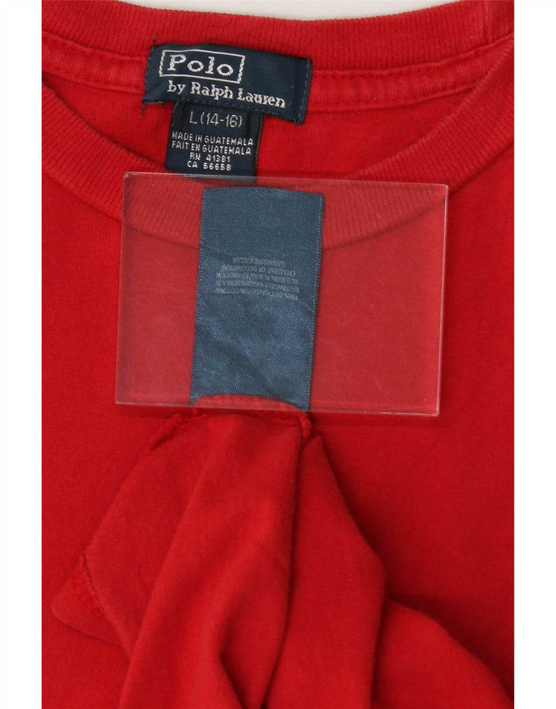 POLO RALPH LAUREN Boys T-Shirt Top 14-15 Years Large Red Cotton Vintage Polo Ralph Lauren and Second-Hand Polo Ralph Lauren from Messina Hembry 