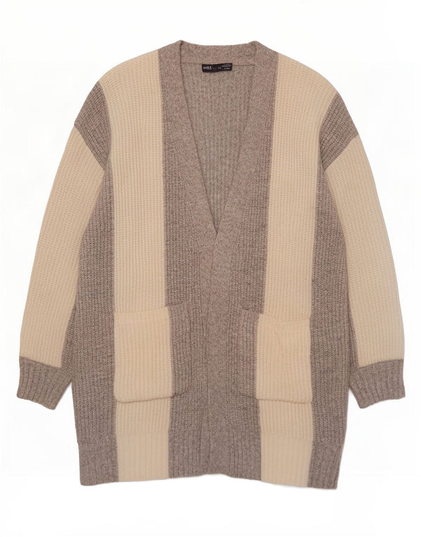Marks & Spencer Womens Longline Cardigan Sweater UK 14 Medium Grey
