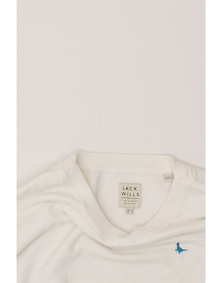 JACK WILLS Womens Sweatshirt Jumper UK 10 Small White Cotton Vintage Jack Wills and Second-Hand Jack Wills from Messina Hembry 