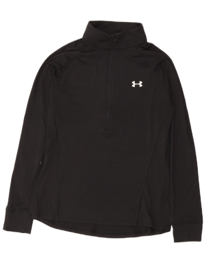 UNDER ARMOUR Womens Zip Neck Pullover Tracksuit Top UK 12 Medium Black