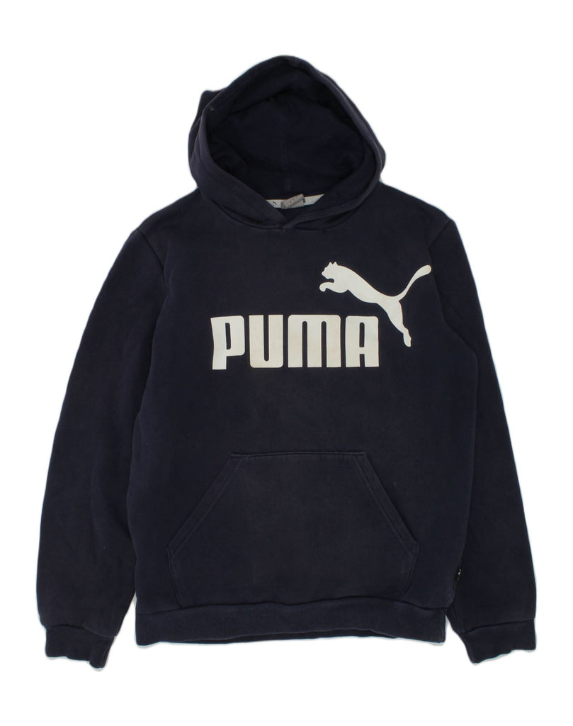 PUMA Boys Graphic Hoodie Jumper 13-14 Years Navy Blue Cotton | Vintage Puma | Thrift | Second-Hand Puma | Used Clothing | Messina Hembry 