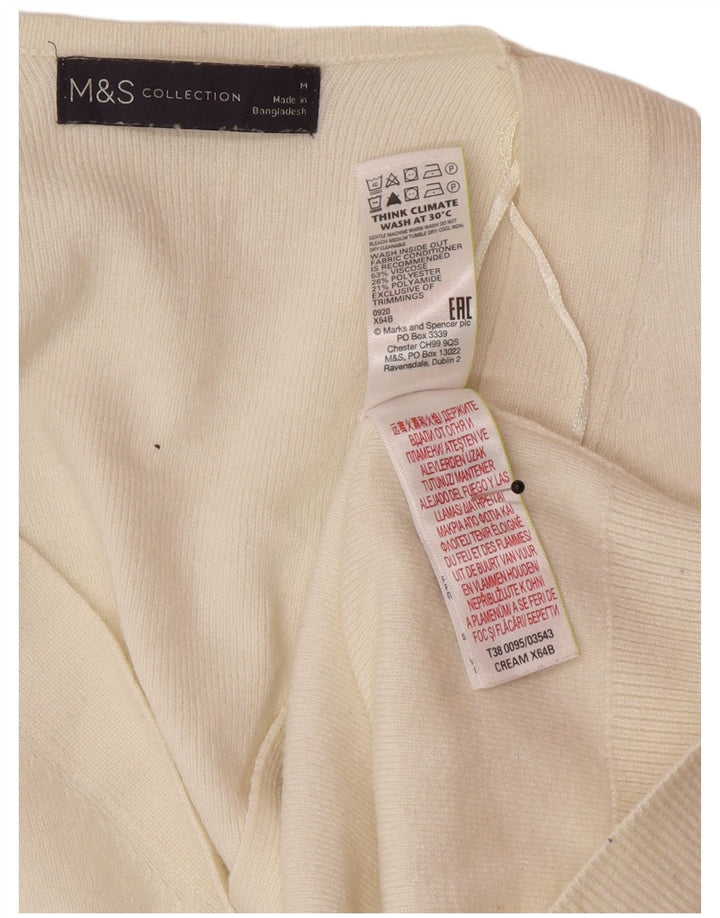 Marks & Spencer Womens Cardigan Sweater UK 14 Medium Off White Viscose