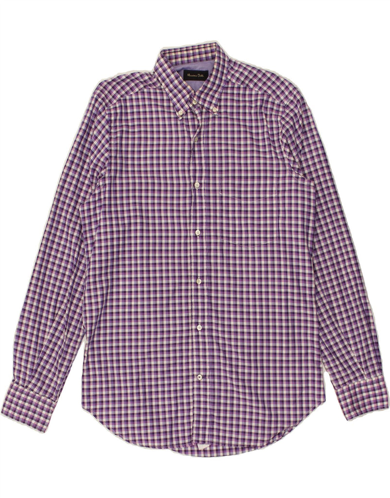 MASSIMO DUTTI Mens Shirt Medium Purple Gingham Cotton | Vintage Massimo Dutti | Thrift | Second-Hand Massimo Dutti | Used Clothing | Messina Hembry 