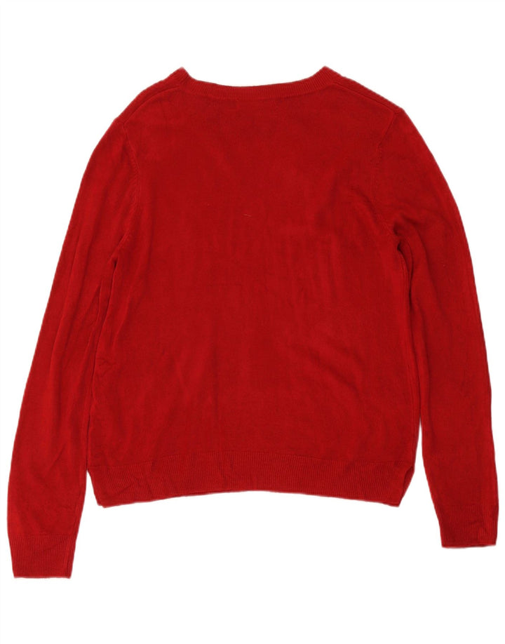 Marks & Spencer Womens Crew Neck Jumper Sweater UK 14 Medium Red Acrylic
