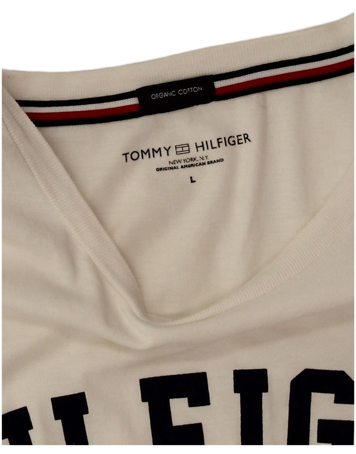 Tommy Hilfiger Mens Graphic T-Shirt Top Large White Cotton