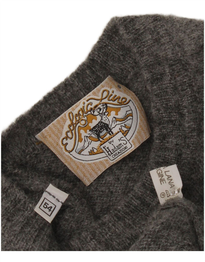 Vintage Mens Crew Neck Jumper Sweater IT 54 XL Grey Virgin Wool