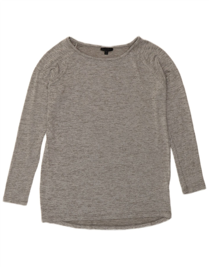 Topshop Womens Top Long Sleeve UK 10 Small  Grey Flecked Viscose