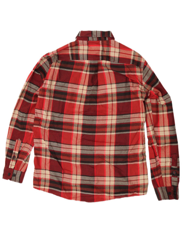 Eddie Bauer Mens Checked Classic Fit Flannel Shirt Medium Red Check