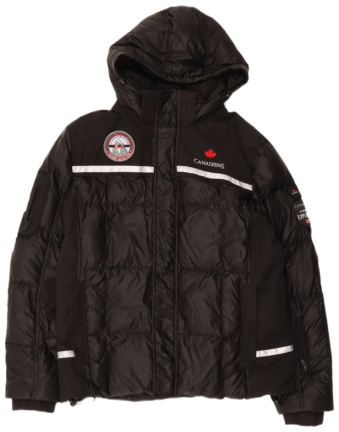 CANADIENS Mens Hooded Padded Jacket IT 56 3XL Black Polyester