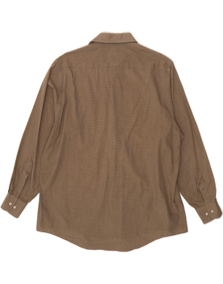 PIERRE CARDIN Mens Shirt Size 16 1/2 Large Brown Cotton Vintage Pierre Cardin and Second-Hand Pierre Cardin from Messina Hembry 