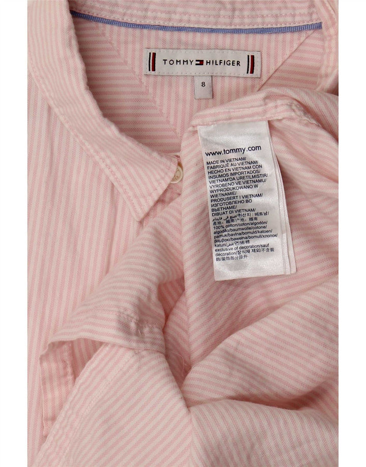 Tommy Hilfiger Womens Shirt US 8 Medium Pink Striped Cotton
