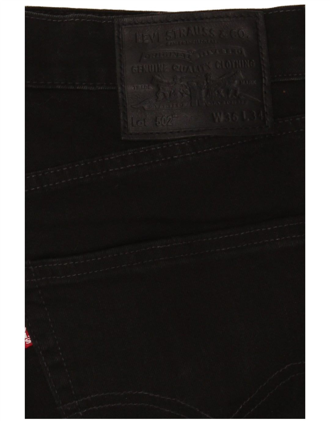 Levi's Mens 502 Tapered Jeans W36 L29 Black Cotton