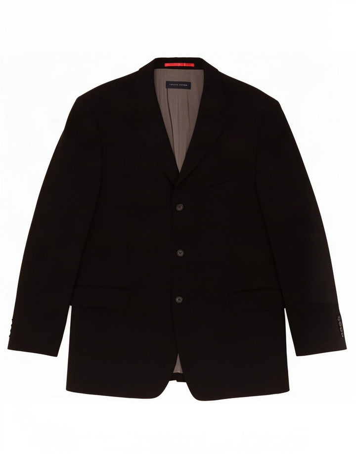 Tommy Hilfiger Mens 3 Button Blazer Jacket UK 38 Medium Black Virgin Wool
