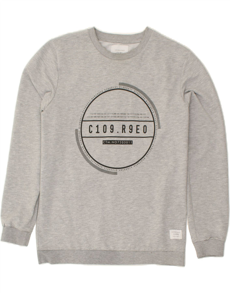 JACK & JONES Mens Graphic Sweatshirt Jumper Medium Grey Polyester | Vintage Jack & Jones | Thrift | Second-Hand Jack & Jones | Used Clothing | Messina Hembry 