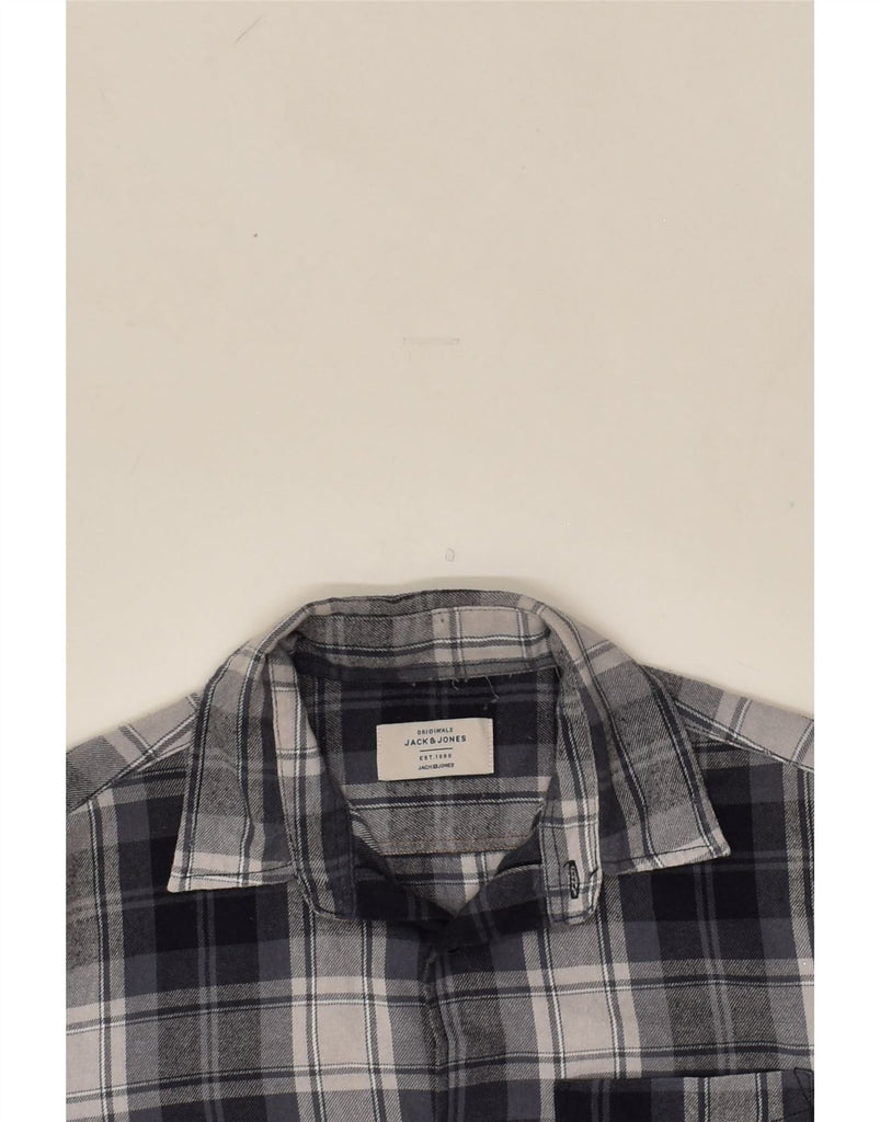 JACK & JONES Mens Flannel Shirt Small Navy Blue Check Cotton | Vintage Jack & Jones | Thrift | Second-Hand Jack & Jones | Used Clothing | Messina Hembry 