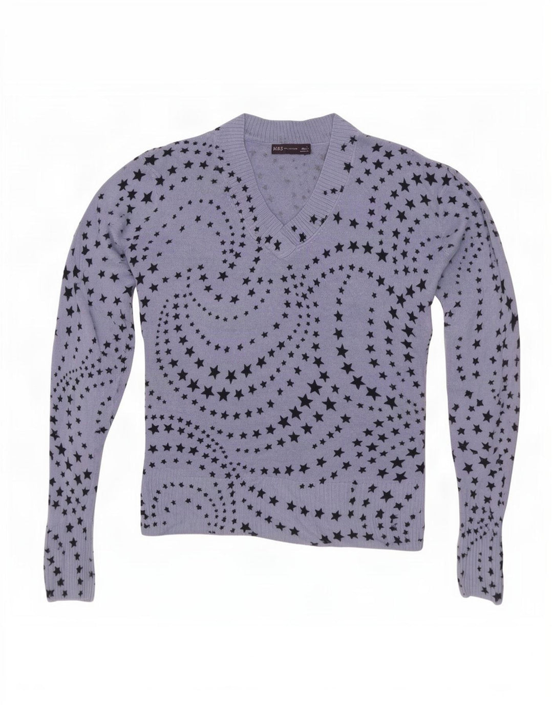 Marks & Spencer Womens V-Neck Jumper Sweater UK 12 Medium Blue