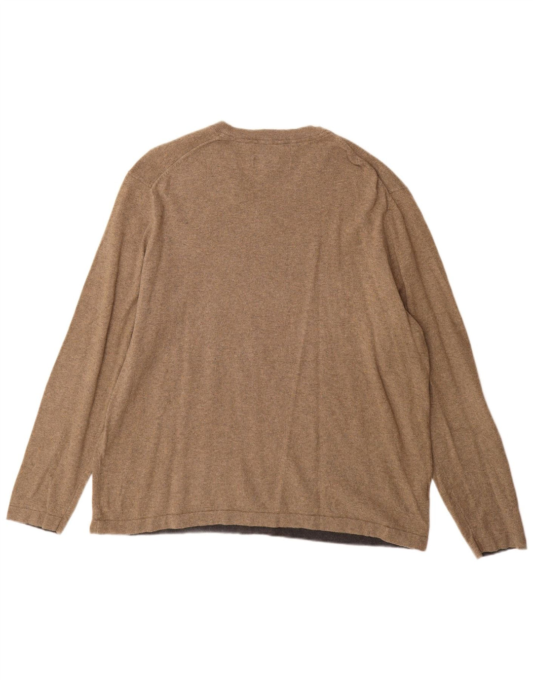 Eddie Bauer Mens V-Neck Jumper Sweater XL Brown Cotton