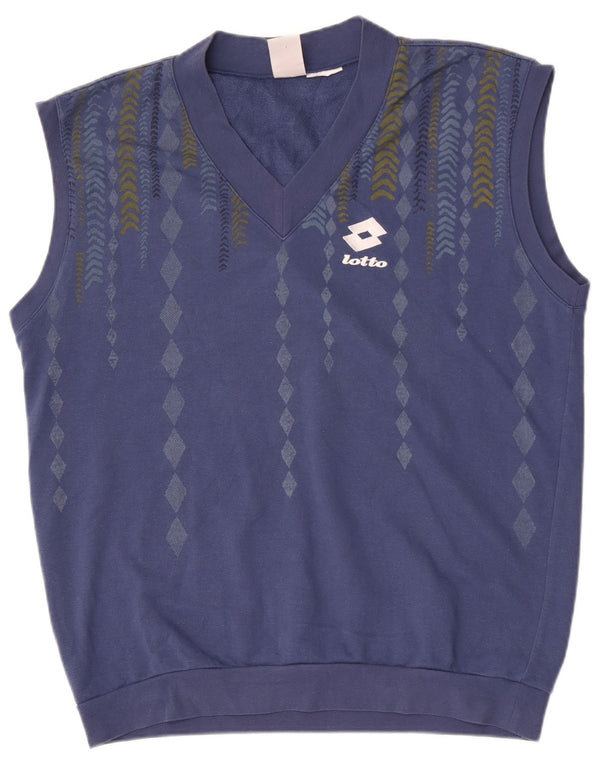 Lotto Mens Sleeveless Sweatshirt Jumper Large Blue Geometric