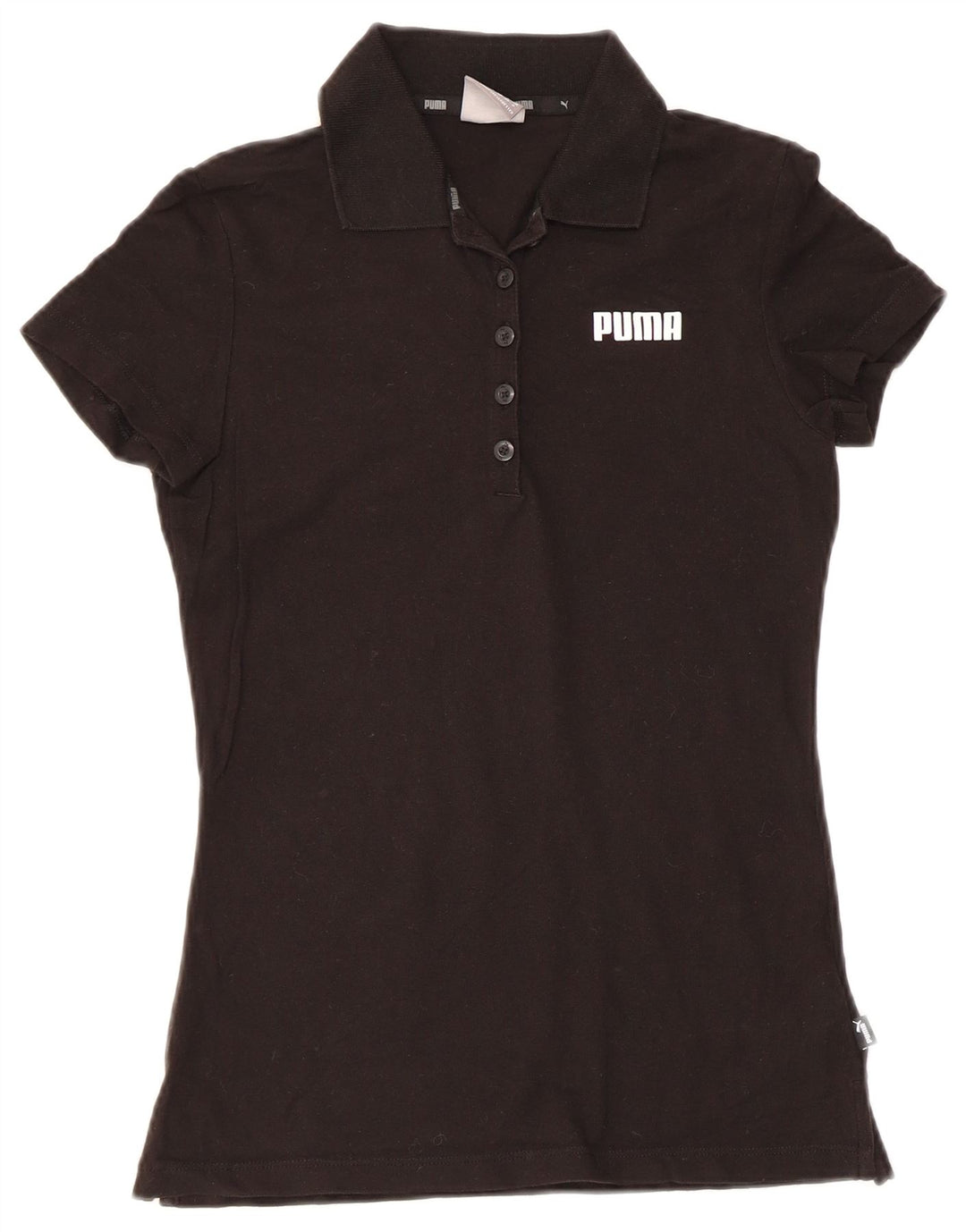 Puma Womens Polo Shirt UK 8 Small  Black Cotton