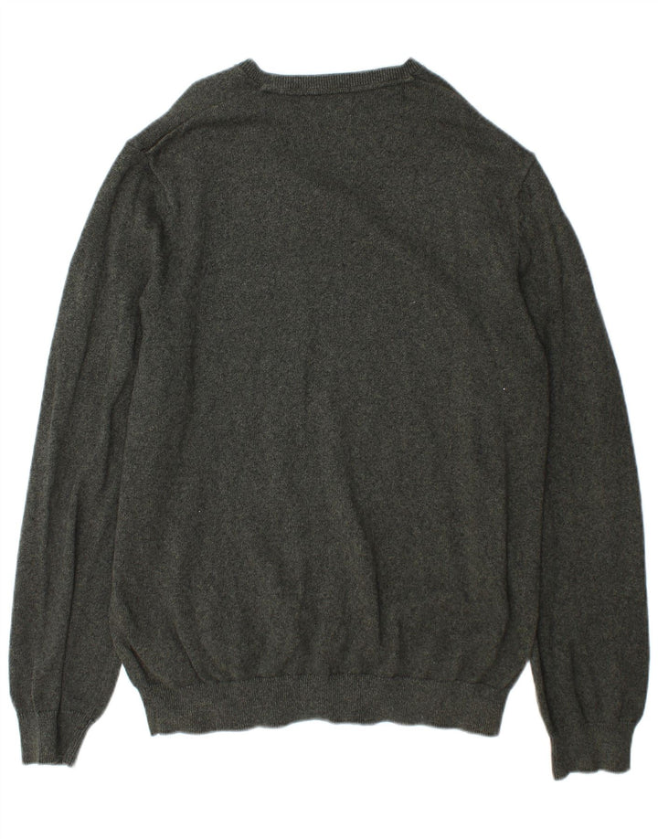Marks & Spencer Mens V-Neck Jumper Sweater XL Green Cotton