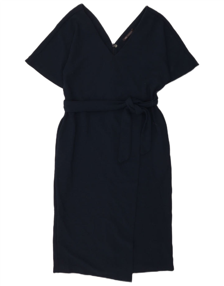 Marks & Spencer Womens Wrap Dress UK 12 Medium  Navy Blue Polyester