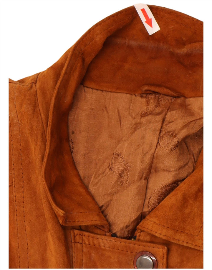Vintage Womens Suede Overcoat UK 16 Large Brown