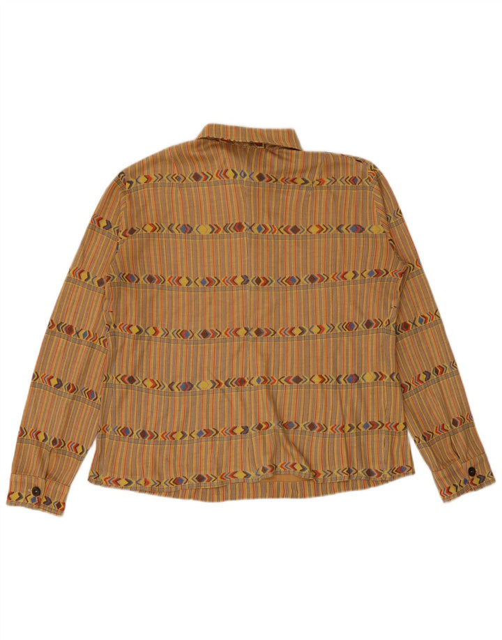 Vintage Womens Pullover Shirt UK 12 Medium Beige Striped