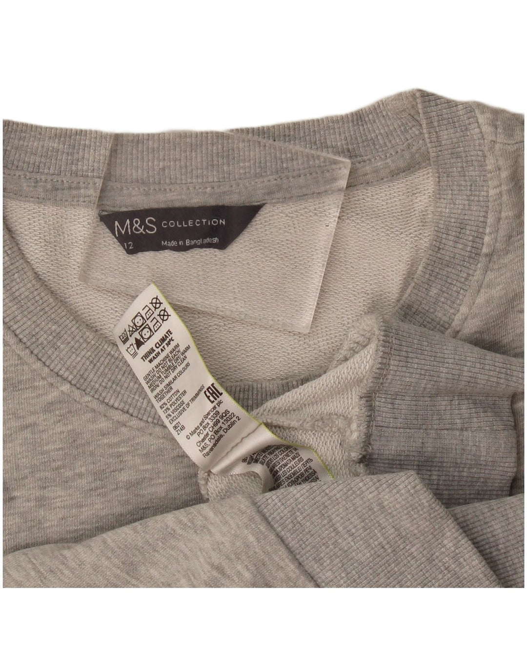 Marks & Spencer Womens Sweatshirt Jumper UK 12 Medium Grey Cotton