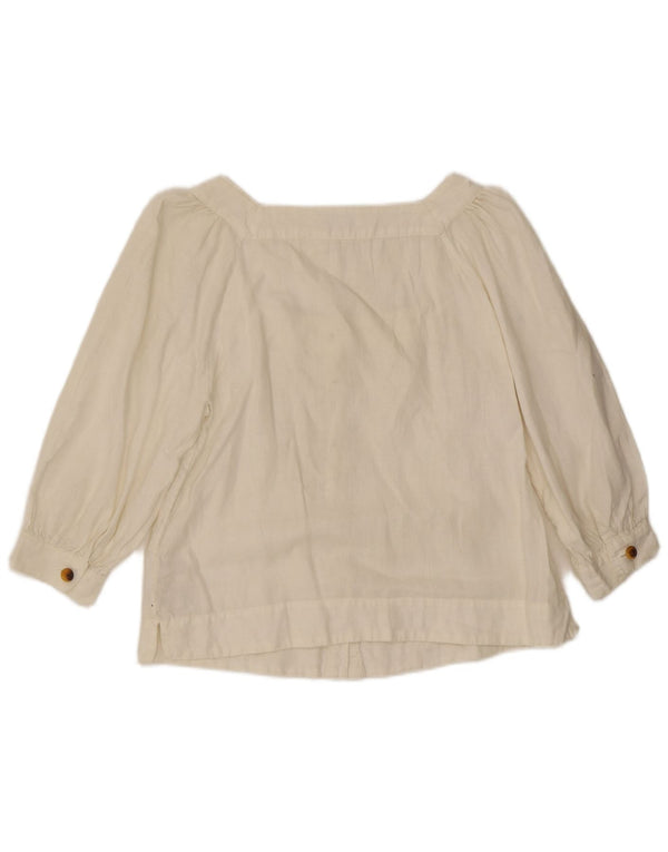 Whistles Womens 3/4 Sleeve Shirt Blouse UK 8 Small White Linen