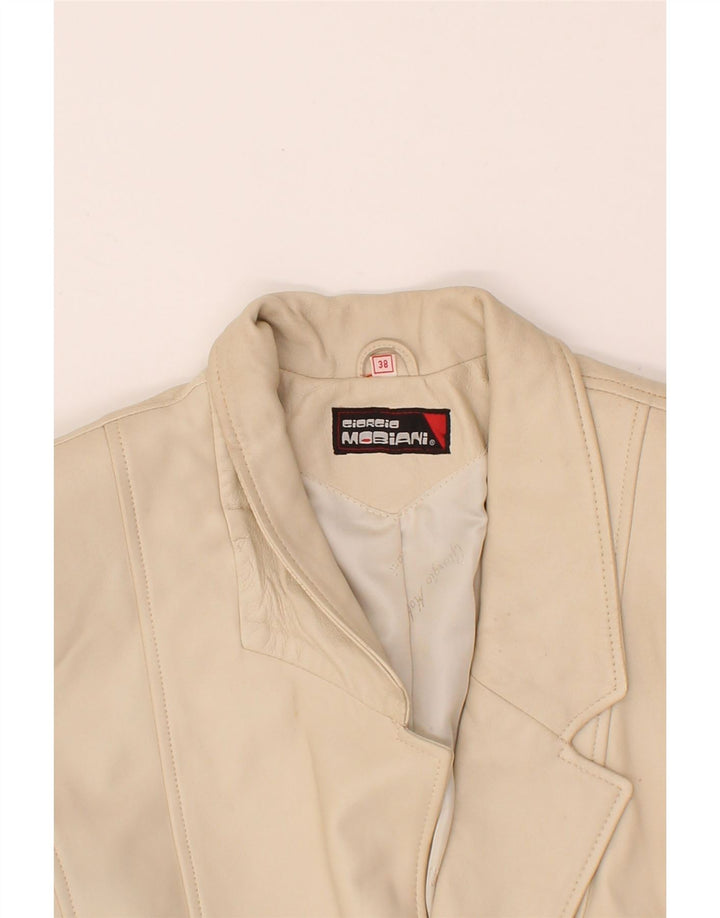 GIORGIO MOBIANI Womens Oversized Leather Coat IT 38 XS Beige Leather Vintage Giorgio Mobiani and Second-Hand Giorgio Mobiani from Messina Hembry 