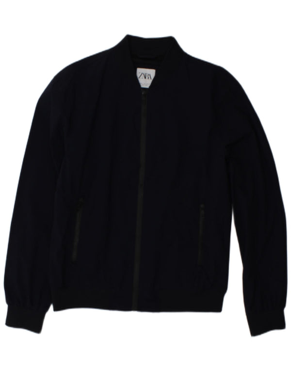 Zara Mens Bomber Jacket UK 40 Large Navy Blue