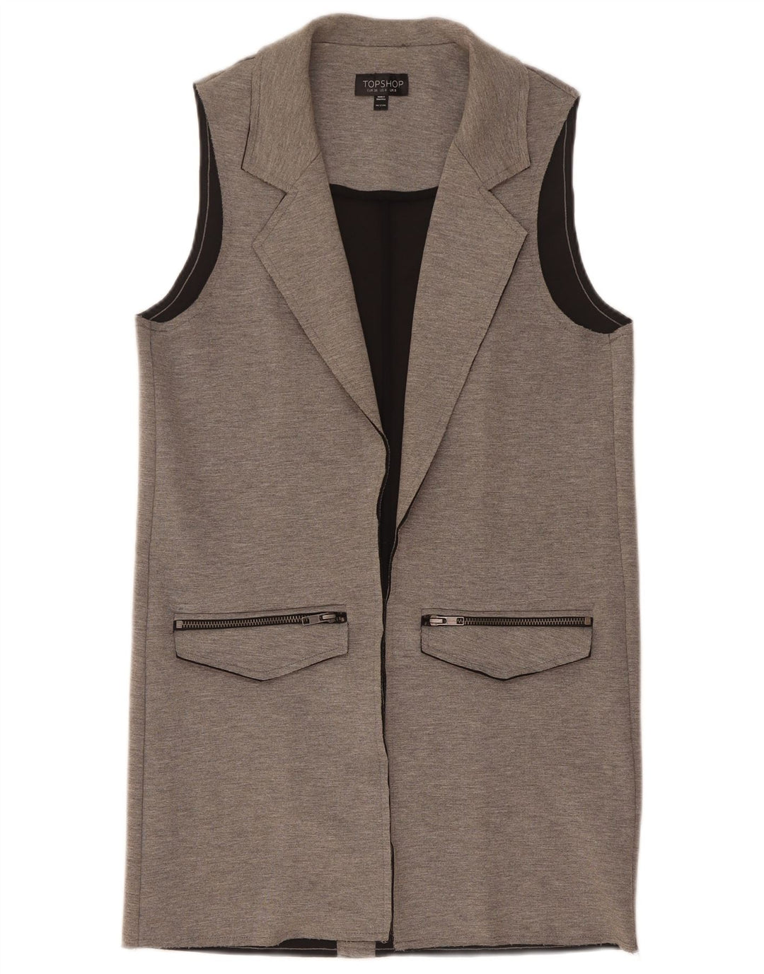 Topshop Womens Longline Gilet UK 8 Small Grey Flecked Polyester