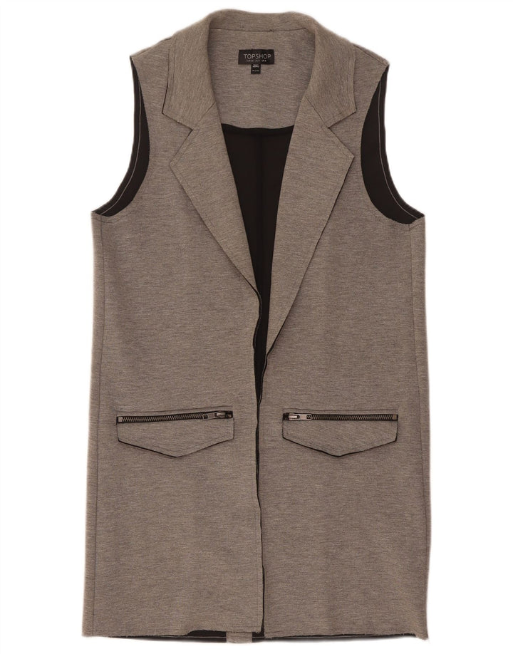 Topshop Womens Longline Gilet UK 8 Small Grey Flecked Polyester