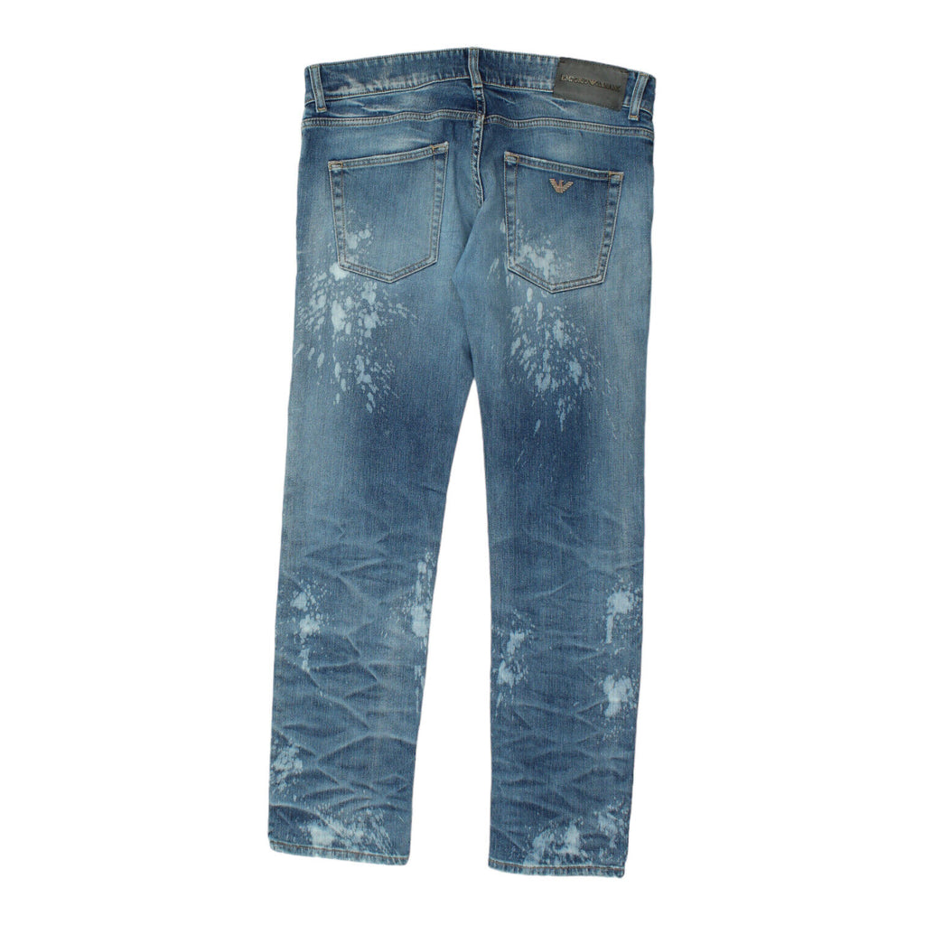 Emporio Armani Mens Blue Low Rise Bleached Johnny Jeans | Vintage Designer Denim Vintage Messina Hembry and Second-Hand Messina Hembry from Messina Hembry 