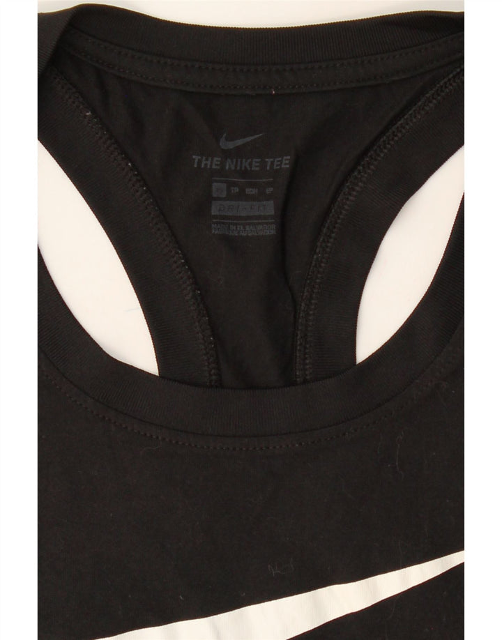 NIKE Womens Dri Fit Graphic Vest Top UK 6 XS Black Polyester Vintage Nike and Second-Hand Nike from Messina Hembry 