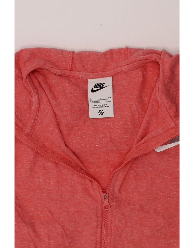 NIKE Girls Zip Hoodie Sweater 8-9 Years Small Red Cotton Vintage Nike and Second-Hand Nike from Messina Hembry 