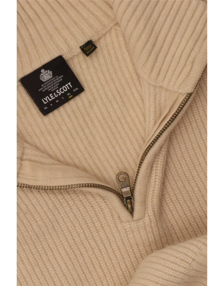 Lyle & Scott Mens Zip Neck Jumper Sweater XL Beige