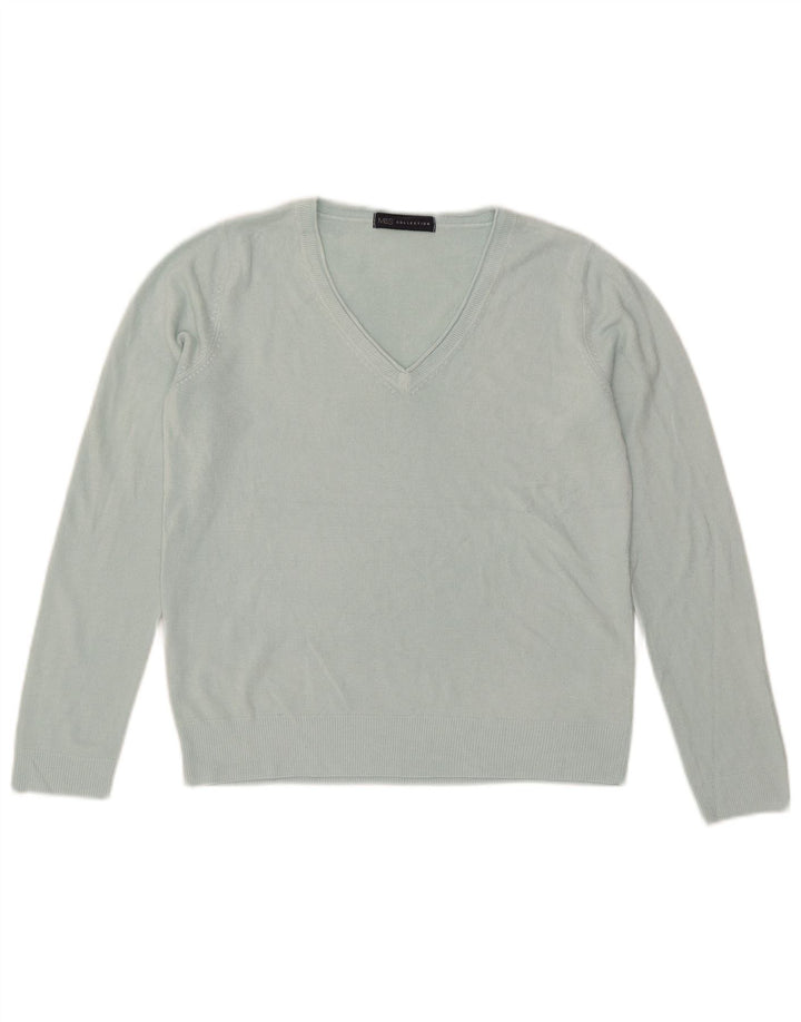 Marks & Spencer Womens V-Neck Jumper Sweater UK 12 Medium Blue Acrylic