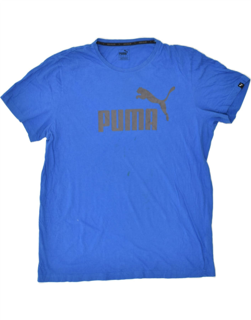 PUMA Mens Graphic T-Shirt Top XL Blue Cotton | Vintage Puma | Thrift | Second-Hand Puma | Used Clothing | Messina Hembry 