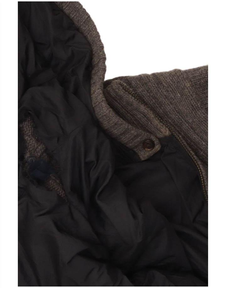Massimo Dutti Mens Hooded Knit Reversible Jacket UK 42 XL Grey